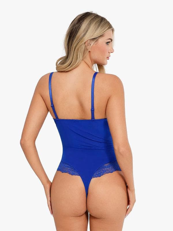 Shapewear Deep V-Neck Lace Sculpting Thong Bodysuit