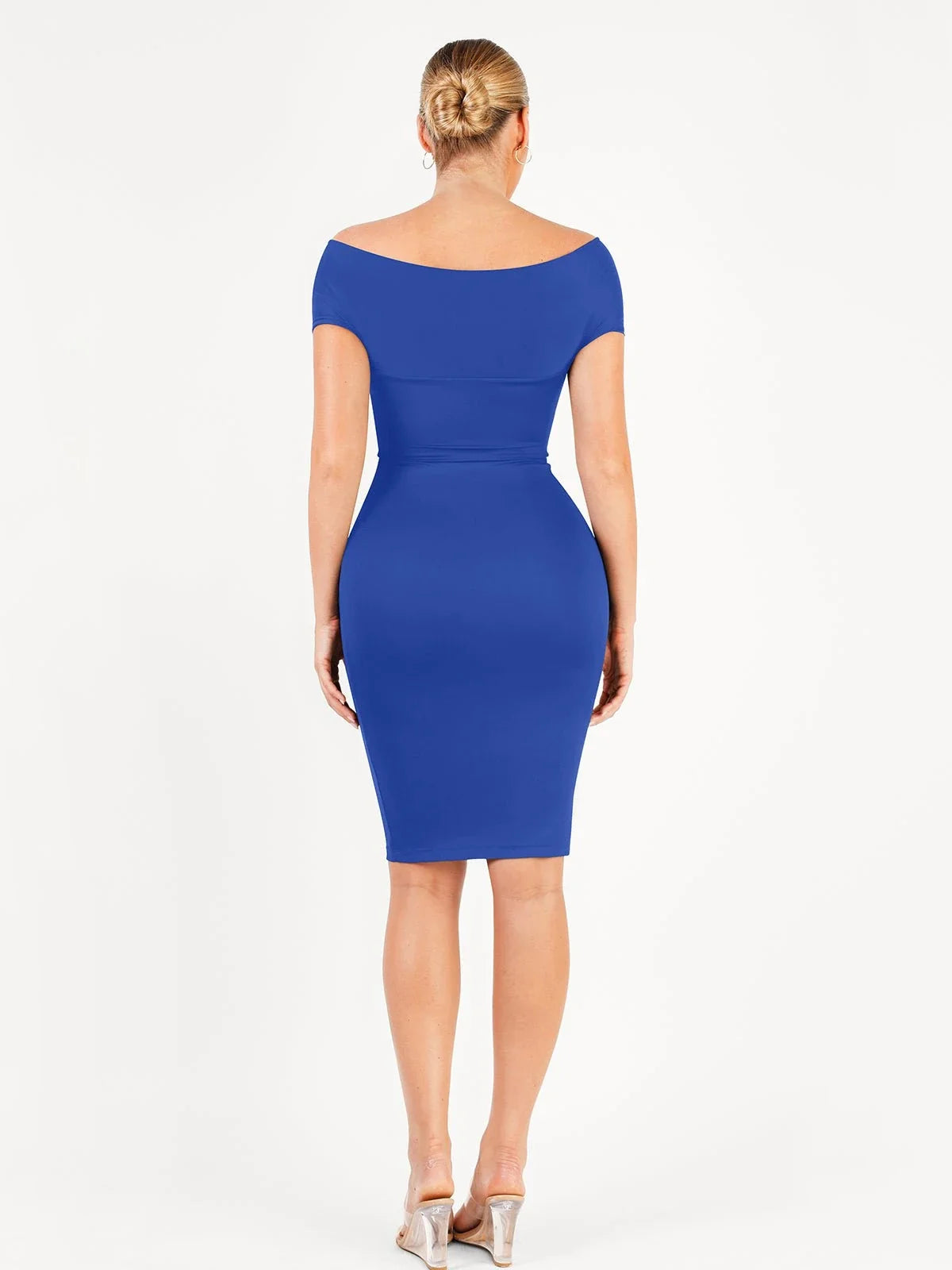 Shapewear Off-Shoulder Ruched Sculpting Midi Dress
