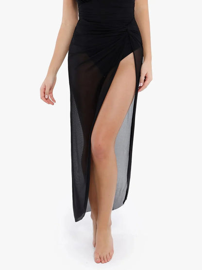 Bias Twist Mesh Design Sarong Coverup