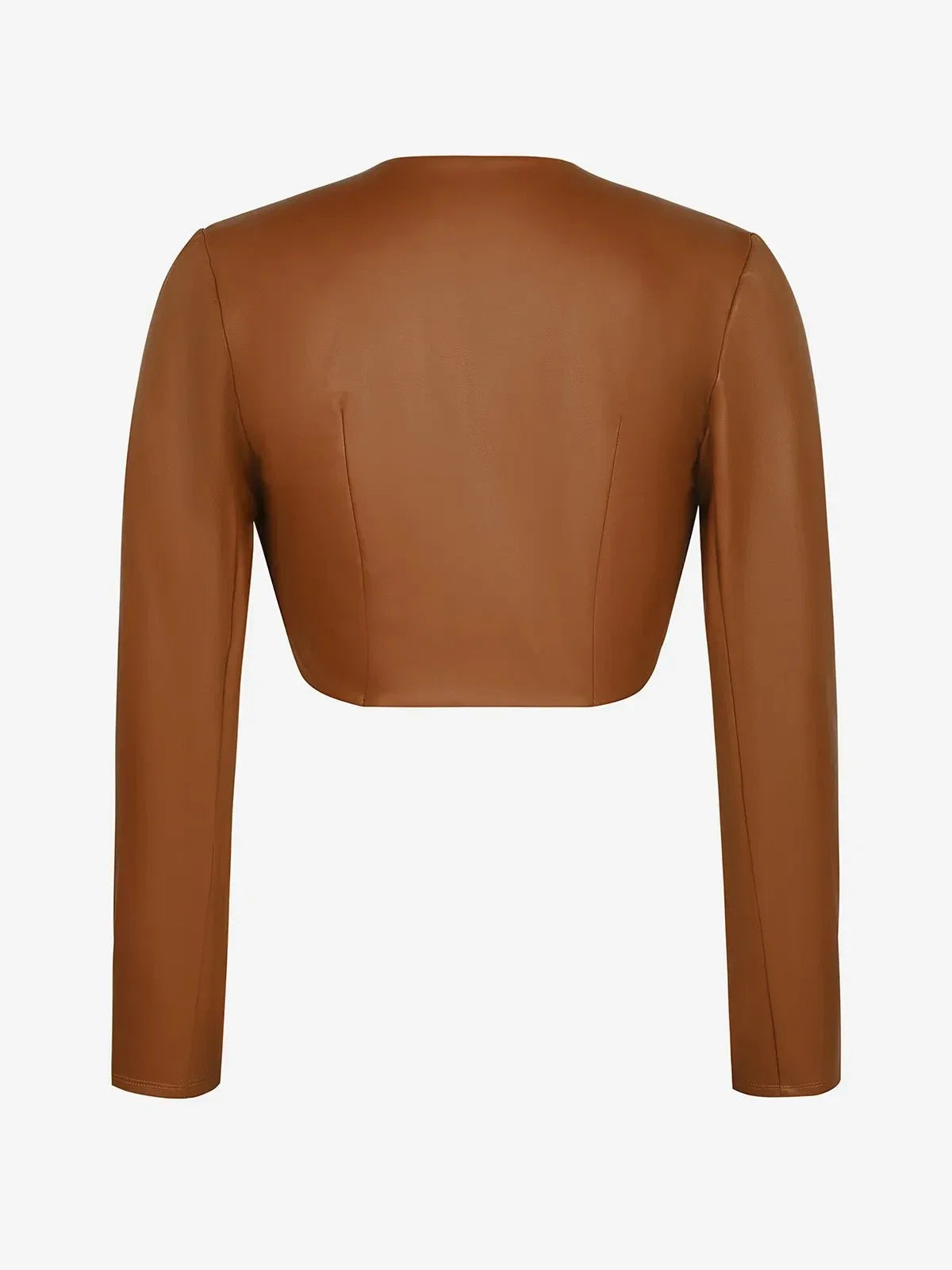 Long Sleeve Faux Leather Bolero Jacket