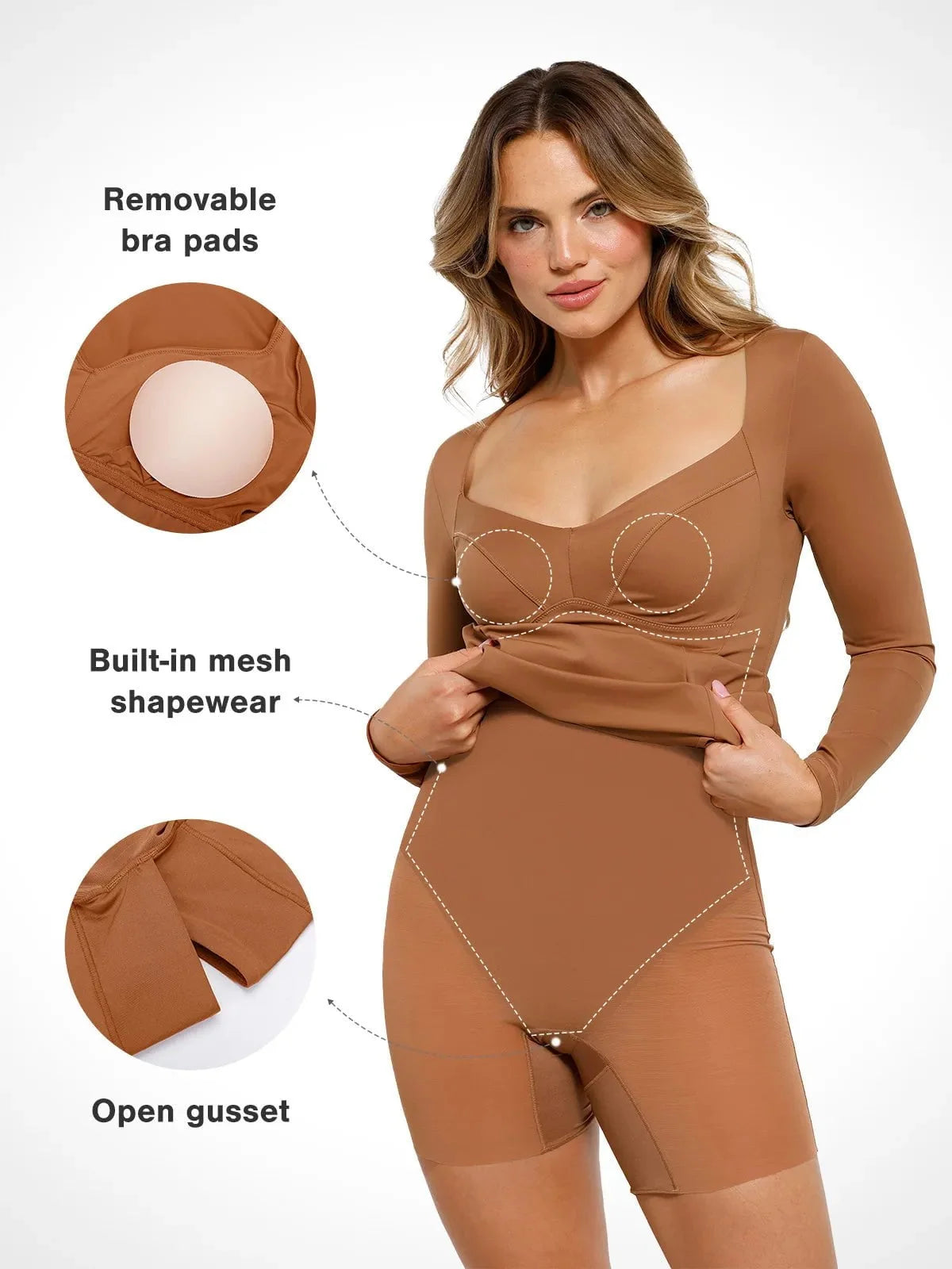 Redtag Thermal Shapewear Long Sleeve Sweetheart Mini Dress For Insiders