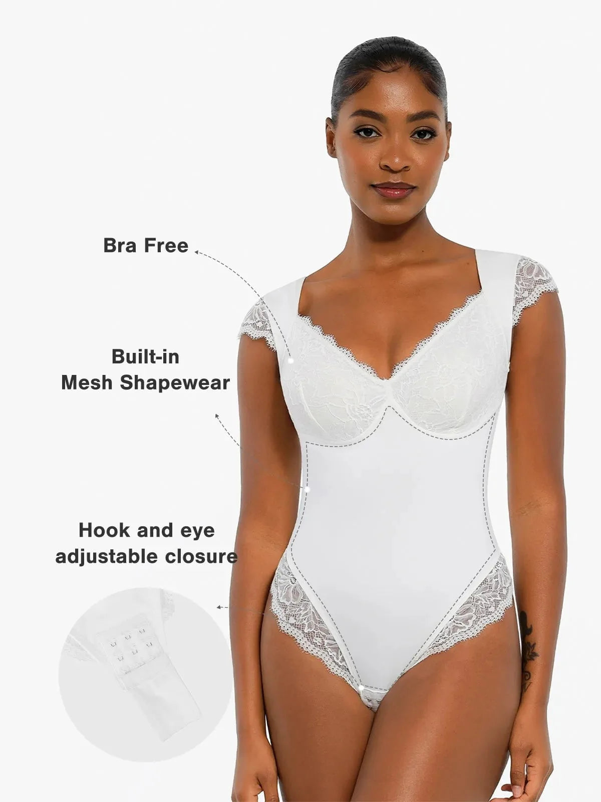 Shapewear Cap Sleeve Lace Cup Slimming Bodysuit