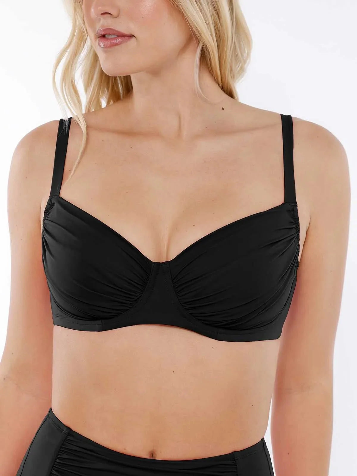 Shapewear Ruched Side Support Underwire Bikini Top
