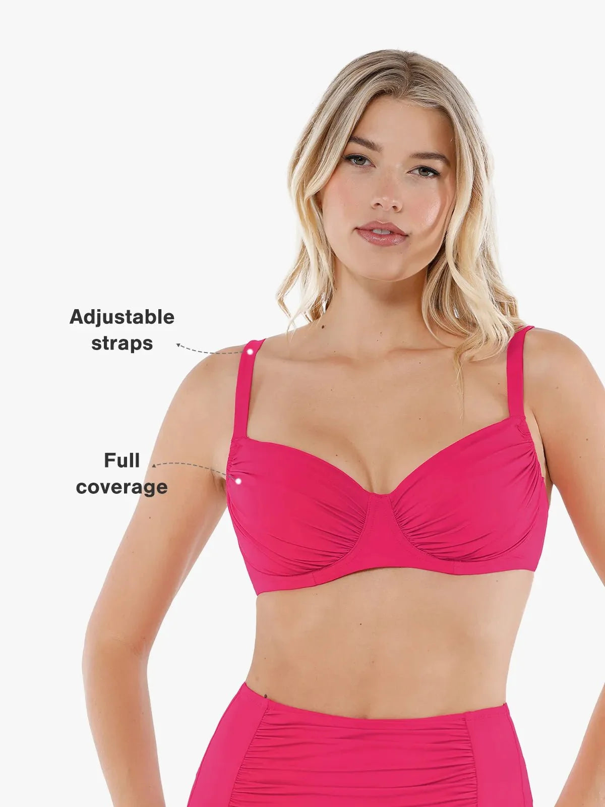 Shapewear Ruched Side Support Underwire Bikini Top