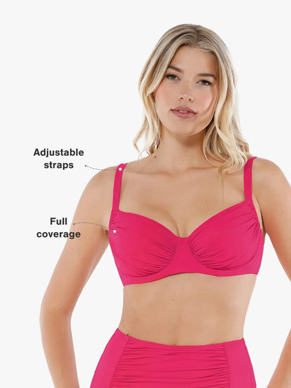 Shapewear Ruched Side Support Underwire Bikini Top
