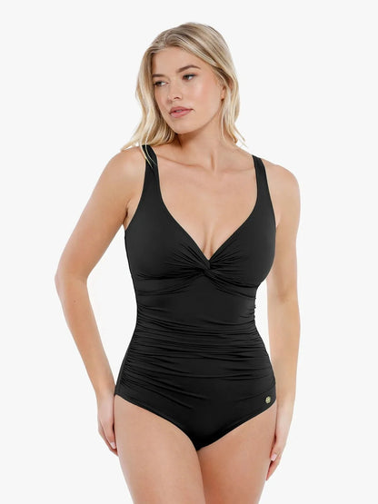 Shapewear Ruched Twist Front Sculpting Swimsuit