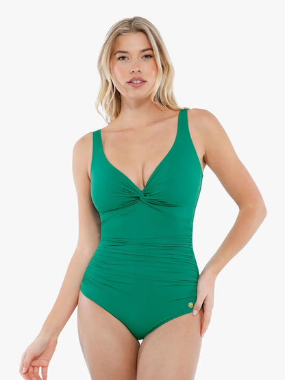 Shapewear Ruched Twist Front Sculpting Swimsuit