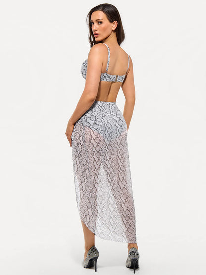 Bias Twist Mesh Sarong Coverup