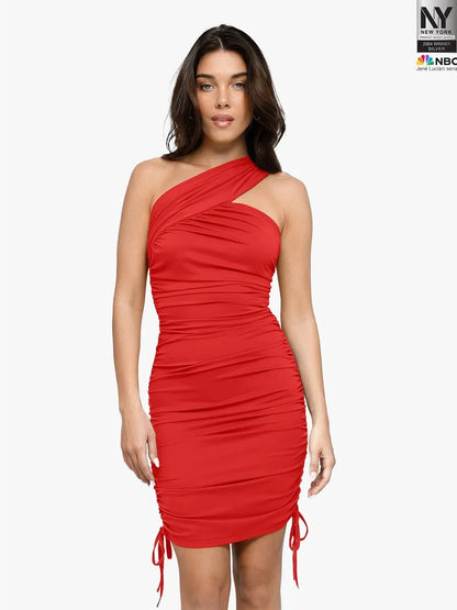 Bluetag Cooling Shapewear Ruched One-Shoulder Bodycon Dress