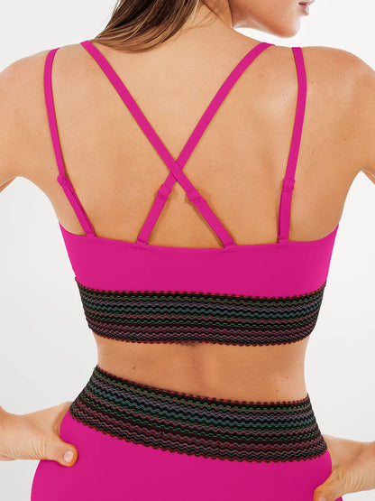 Boho Trim High Waist Tummy Control Bikini Set