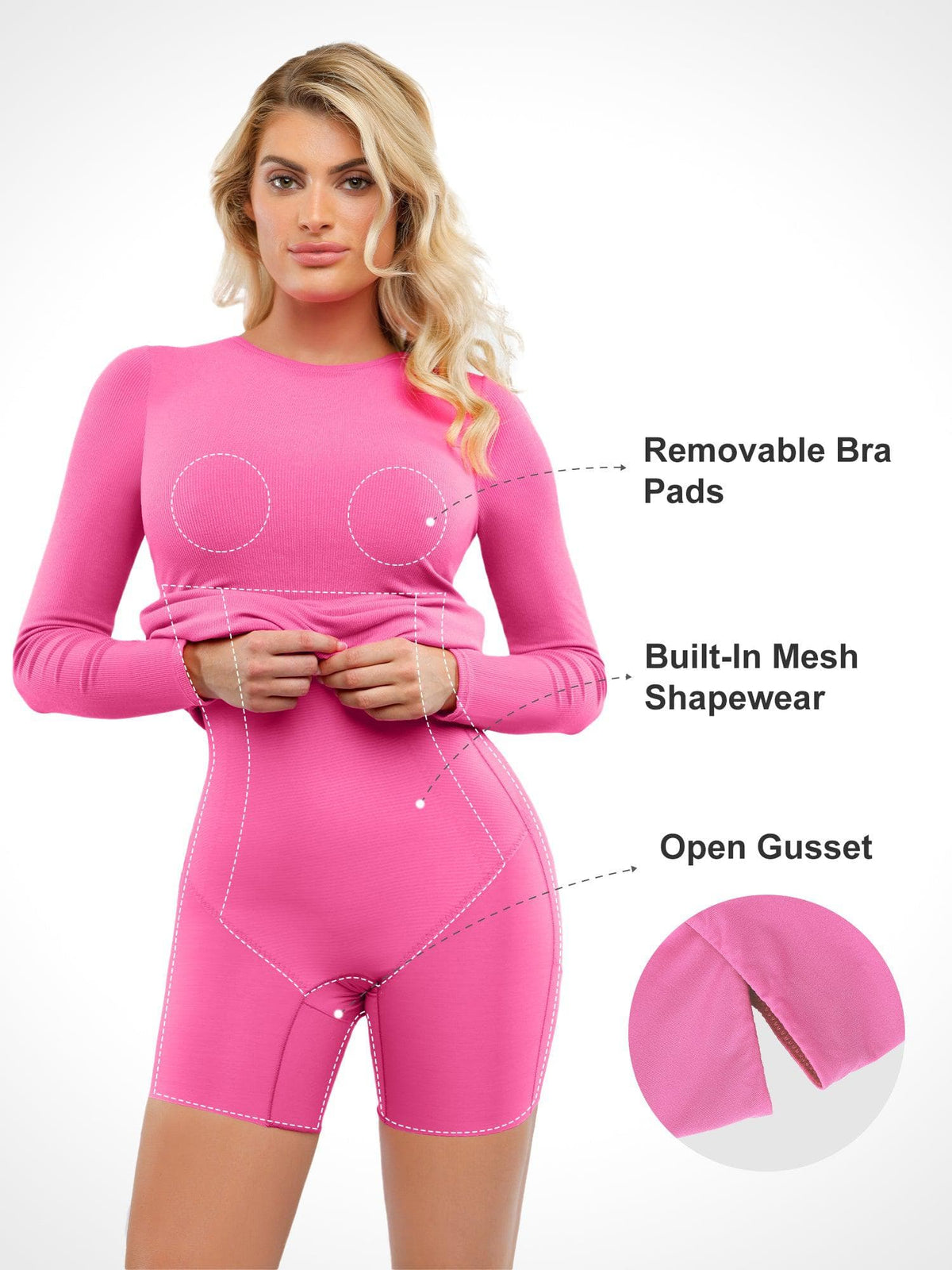 Shapewear Modal Crew Neck Long Sleeve Slimming Midi Dress