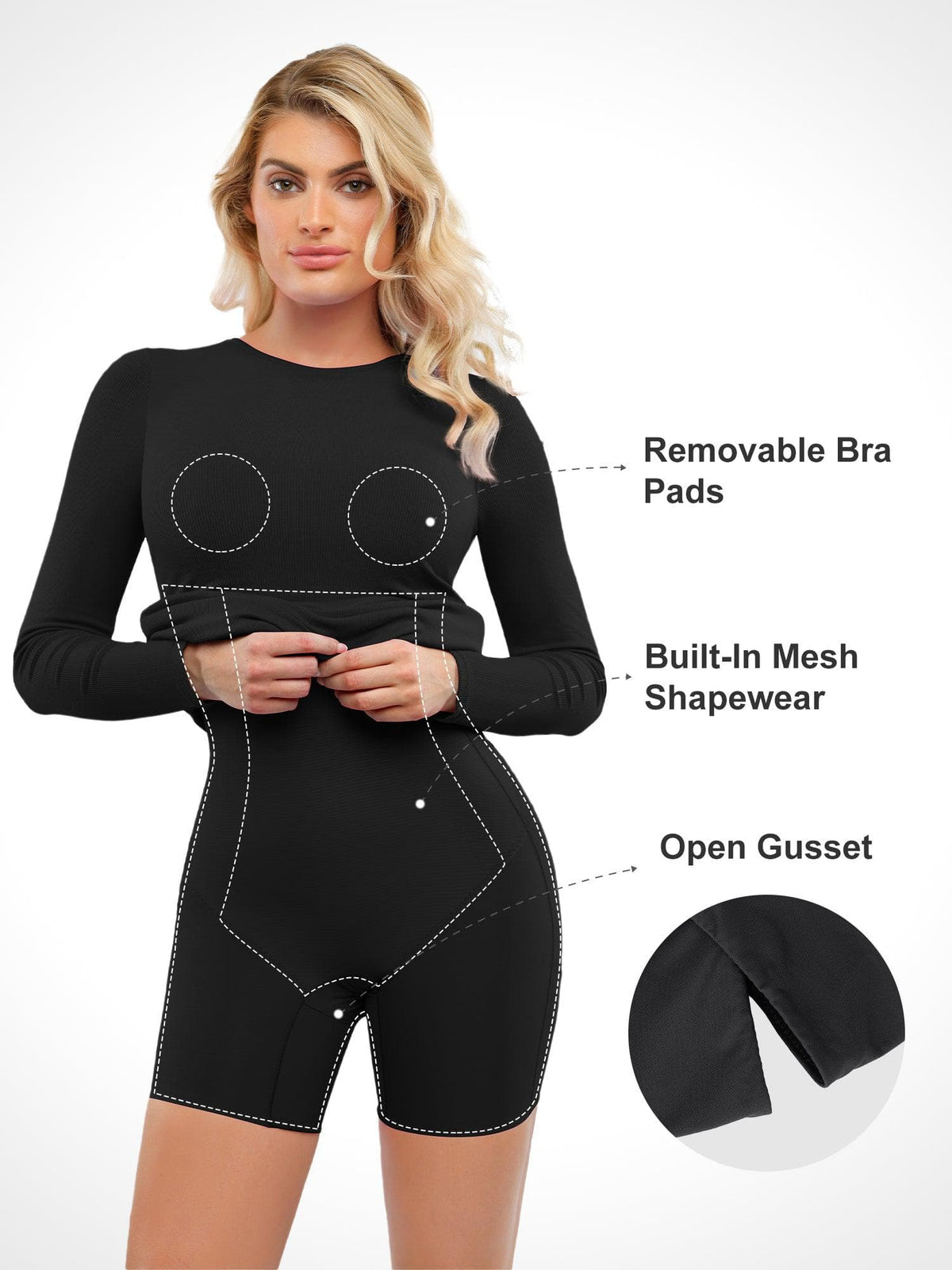 Shapewear Modal Crew Neck Long Sleeve Slimming Midi Dress