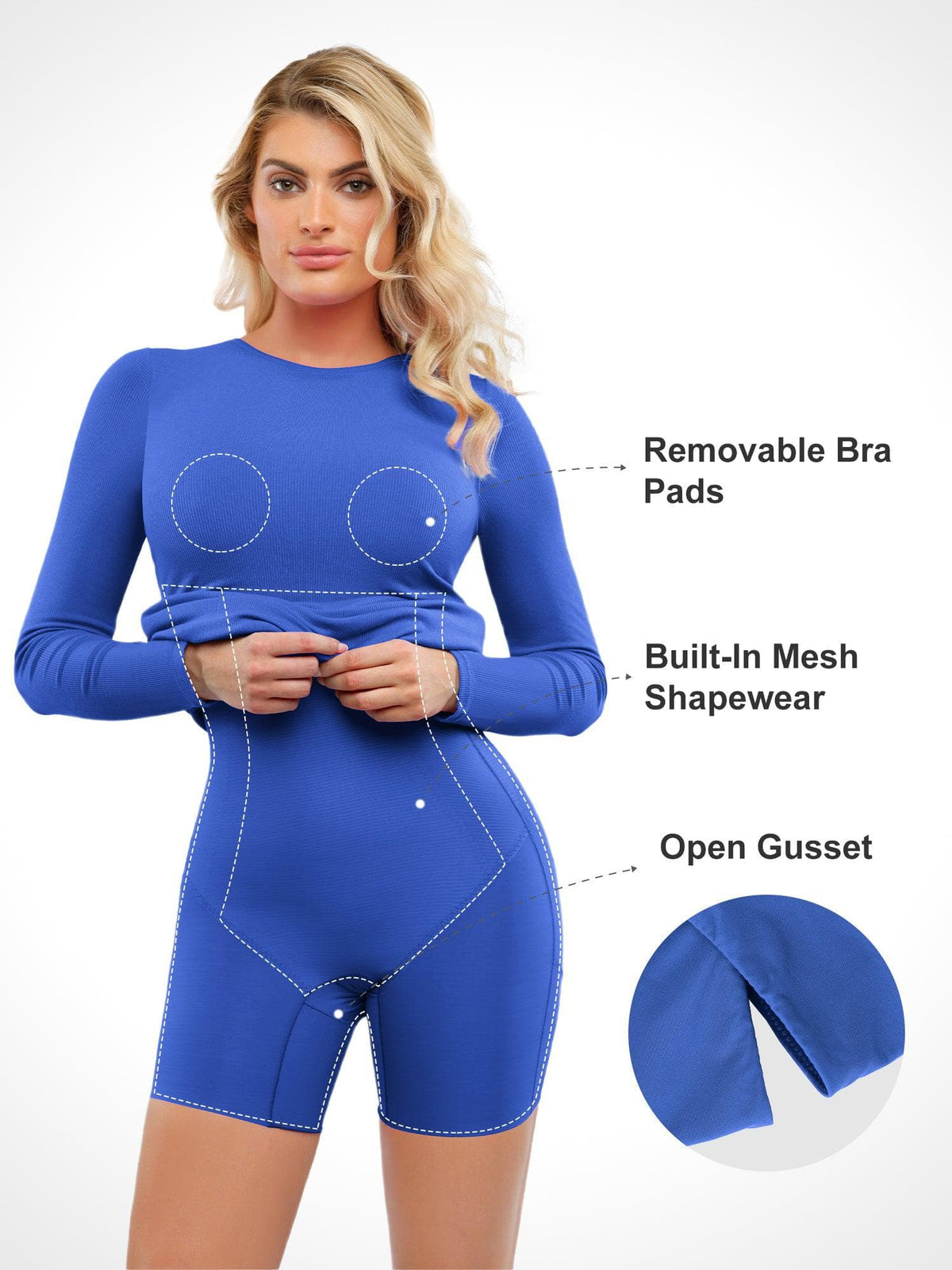 Shapewear Modal Crew Neck Long Sleeve Slimming Midi Dress