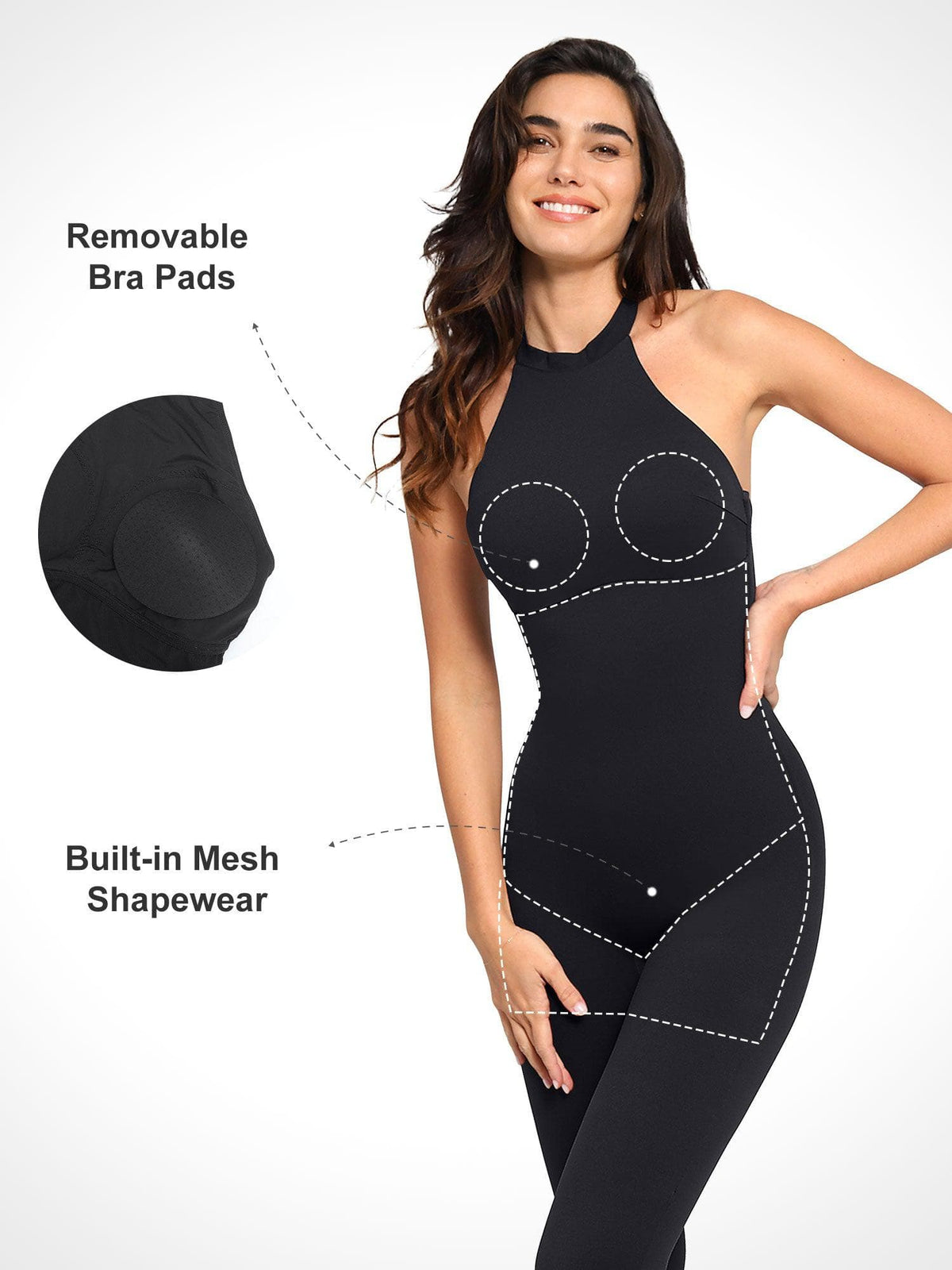 Shapewear Halter Neck Body-Sculpting Jumpsuit