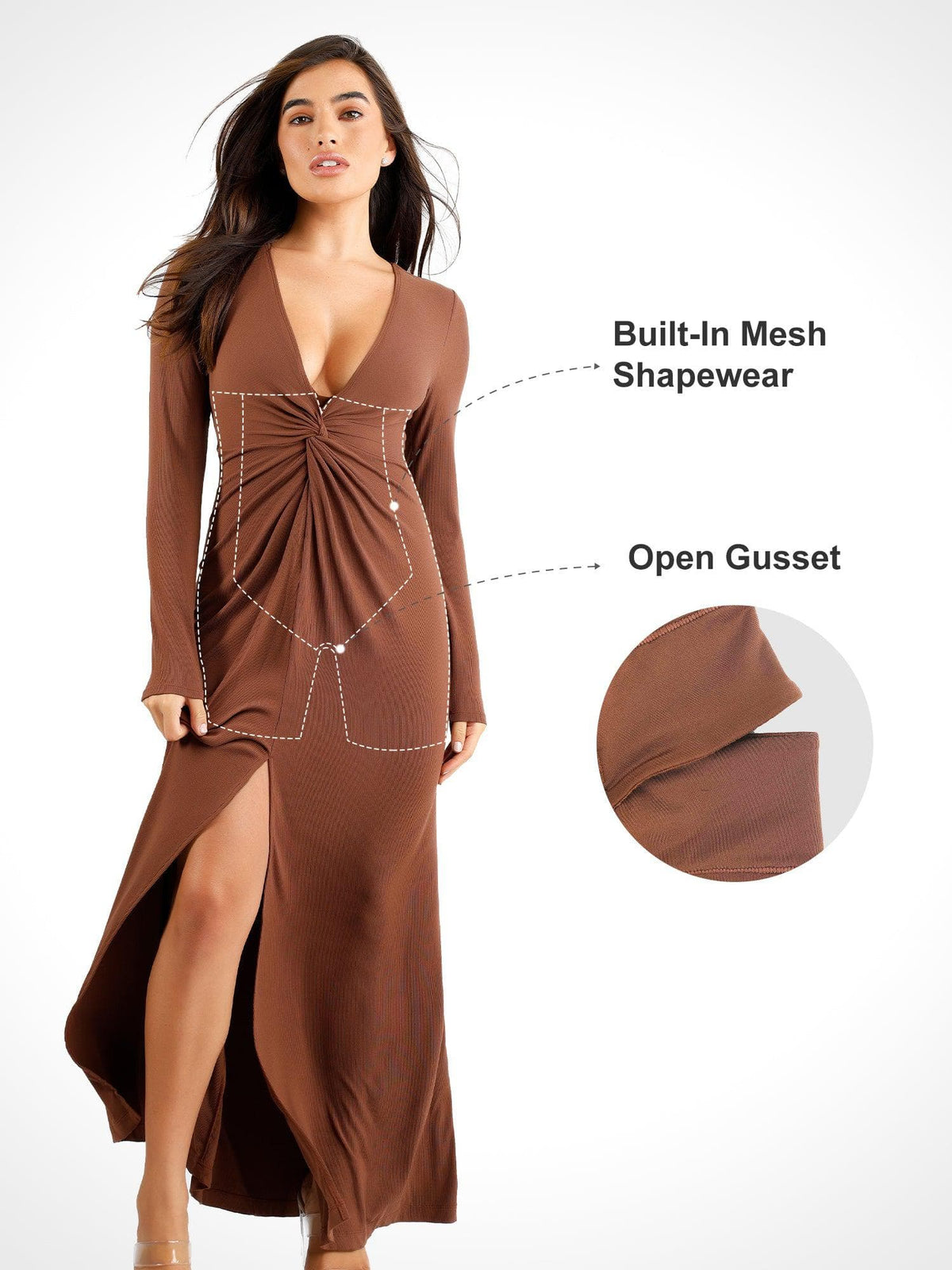The Shapewear Dresses Long Sleeve Split