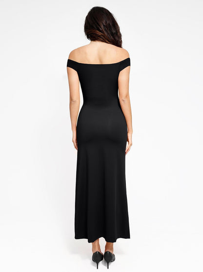 Shapewear Off-the-Shoulder Slimming Side Slit Maxi Dress