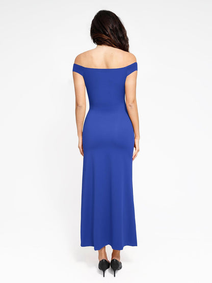 Shapewear Off-the-Shoulder Slimming Side Slit Maxi Dress