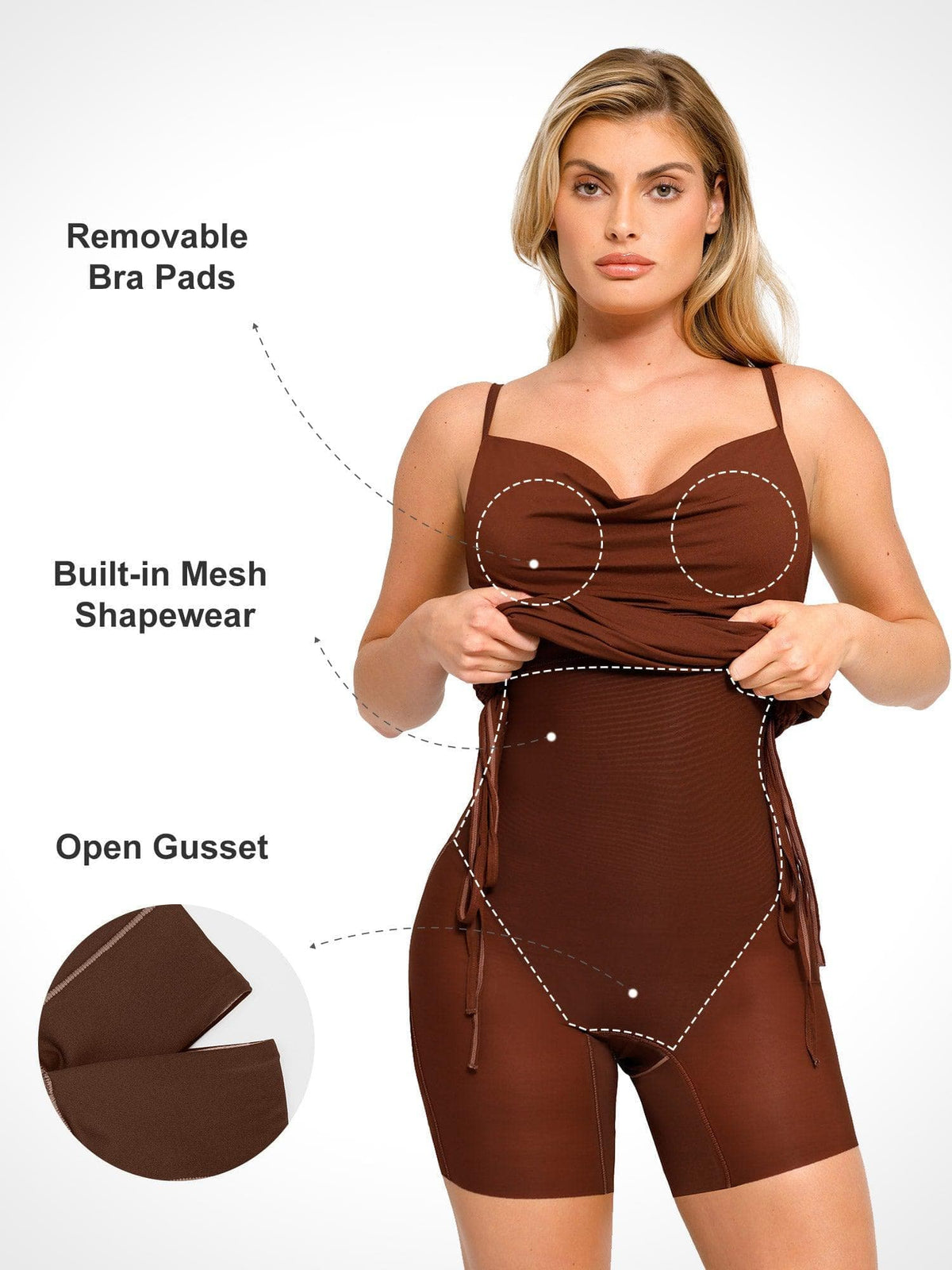 Shapewear Modal Ruched Bodycon Mini Slip Dress