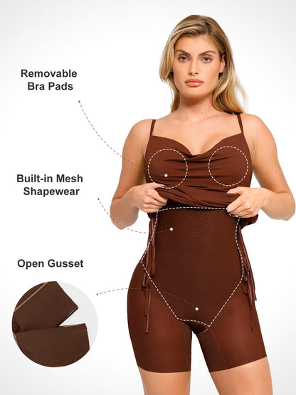 Shapewear Modal Ruched Bodycon Mini Slip Dress