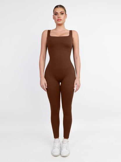 Shapewear Square Neck Slimming Workout Jumpsuit