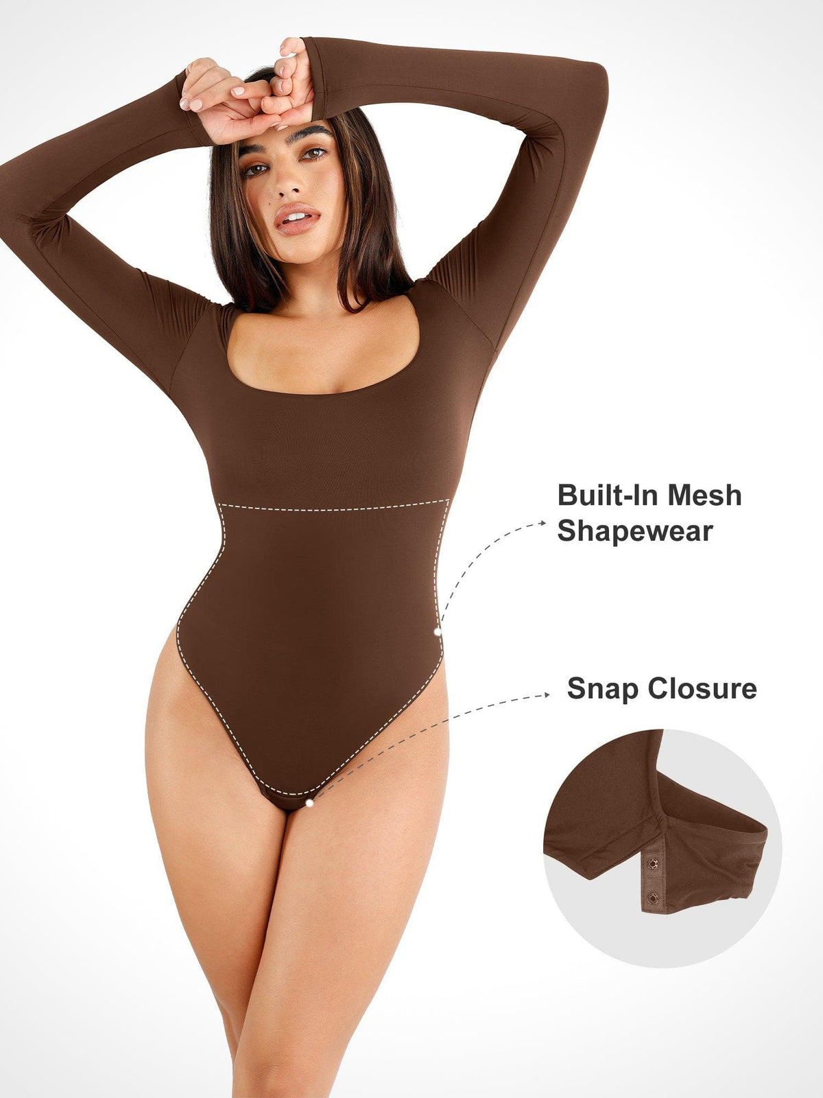 Shapewear Long Sleeve Seamless Bodysuit