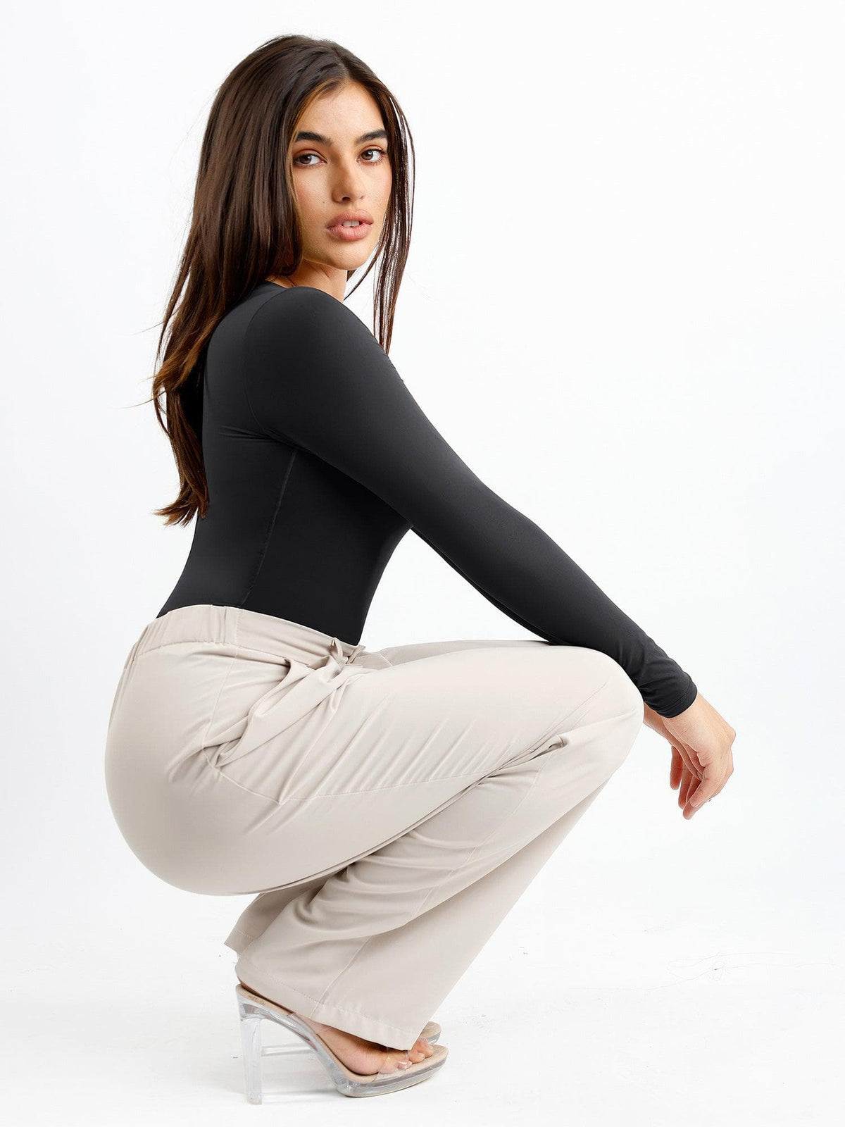 Shapewear V-Neck Long Sleeve Sculpting Bodysuit