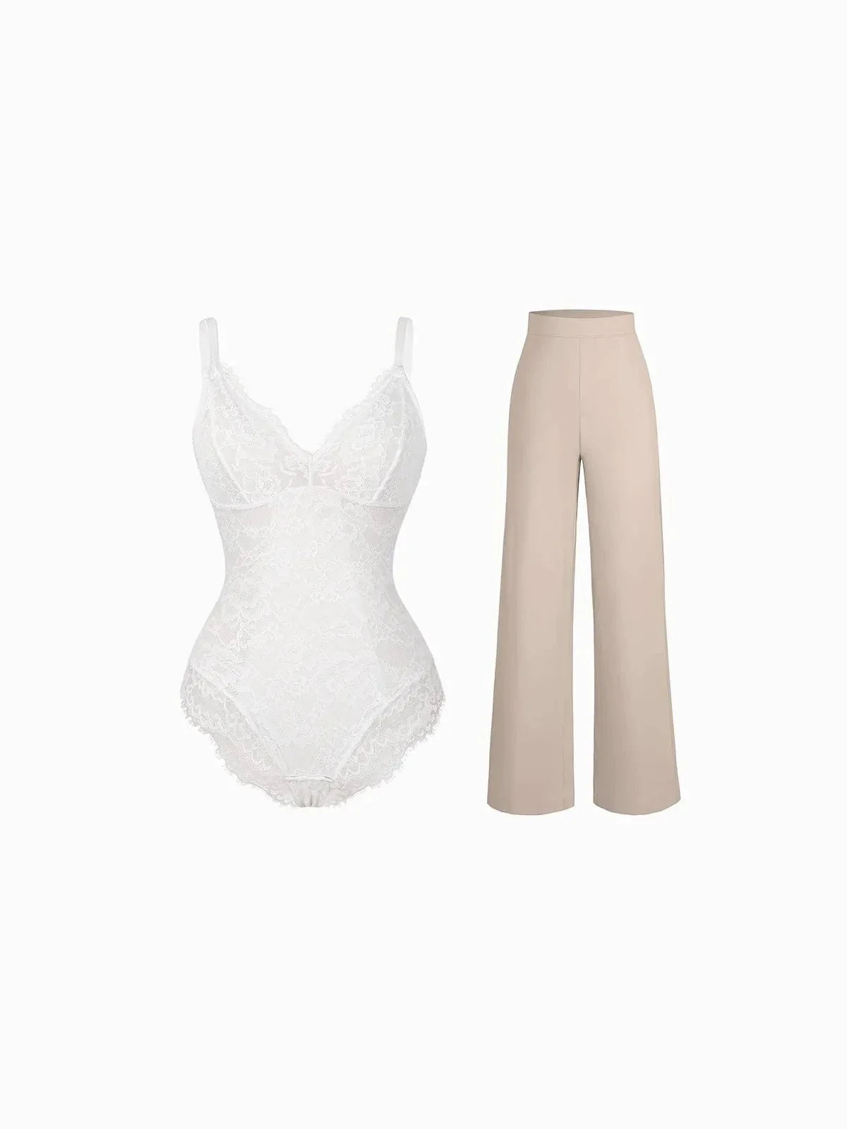 Day To Night Set Solid Sculpting Bodysuit Built-in Shapewear Pants