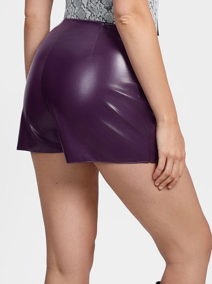 Shapewear Faux Leather High-Waisted Skort