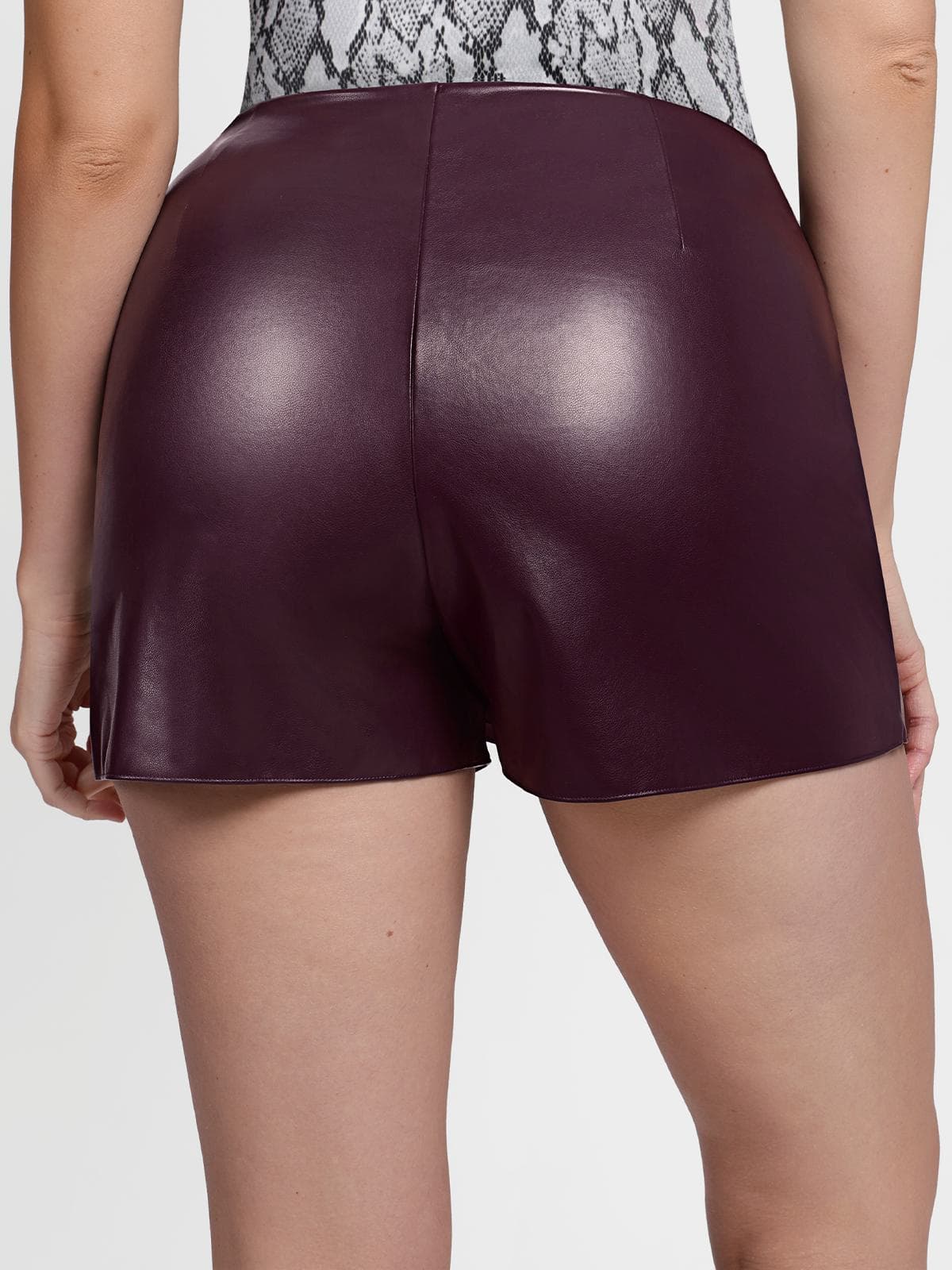 Shapewear Faux Leather High-Waisted Skort