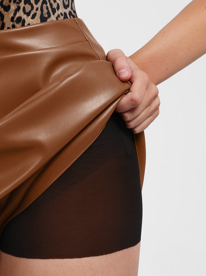 Shapewear Faux Leather High-Waisted Skort
