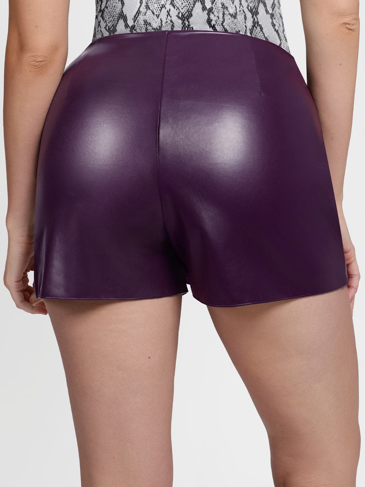 Shapewear Faux Leather High-Waisted Skort