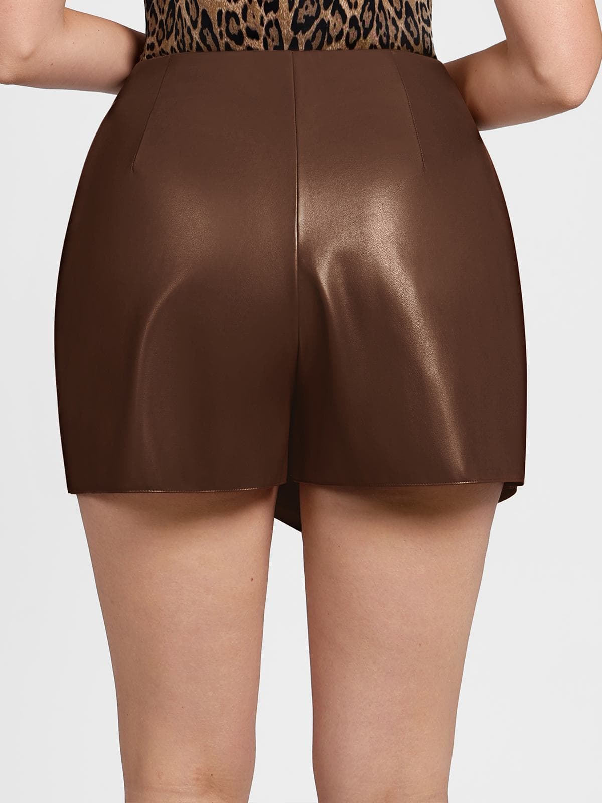 Shapewear Faux Leather High-Waisted Skort