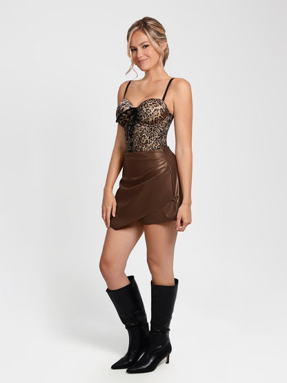 Shapewear Faux Leather High-Waisted Skort
