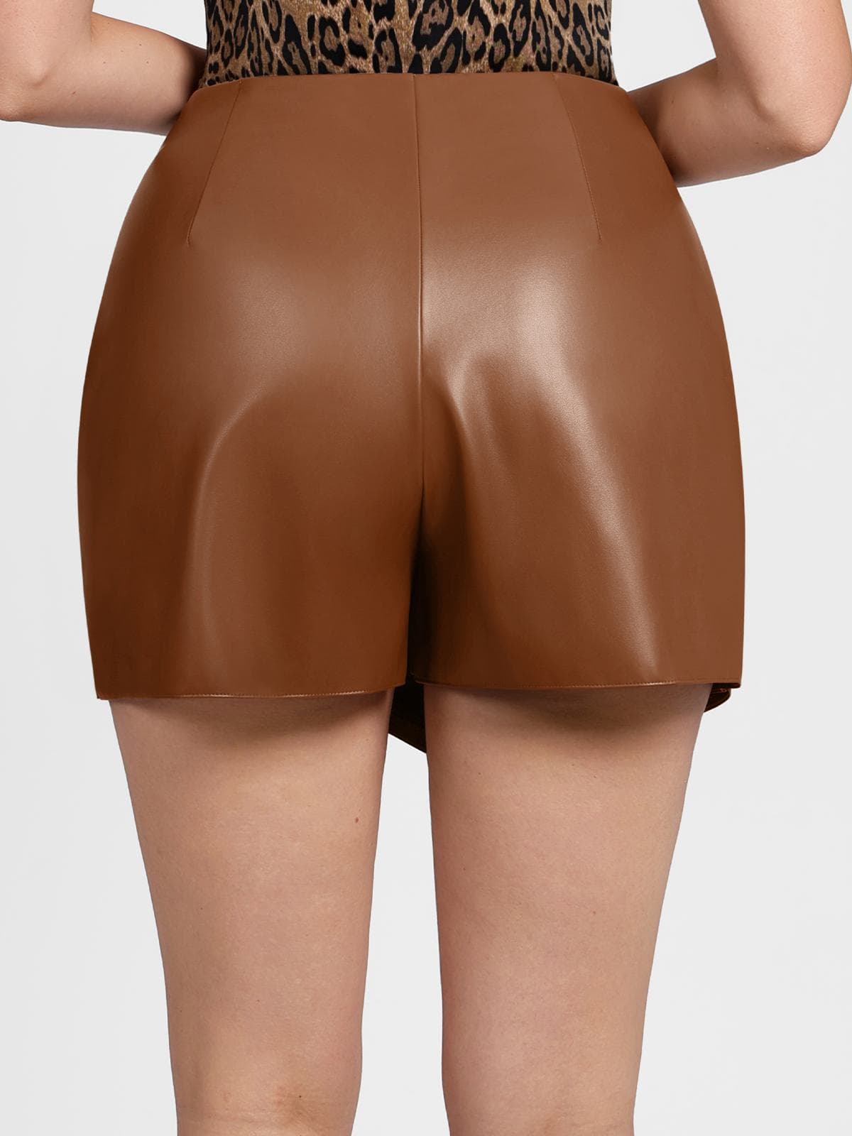 Shapewear Faux Leather High-Waisted Skort