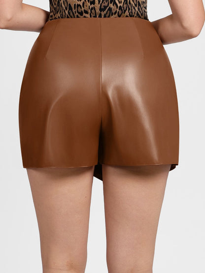 Shapewear Faux Leather High-Waisted Skort