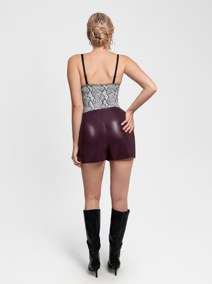 Shapewear Faux Leather High-Waisted Skort