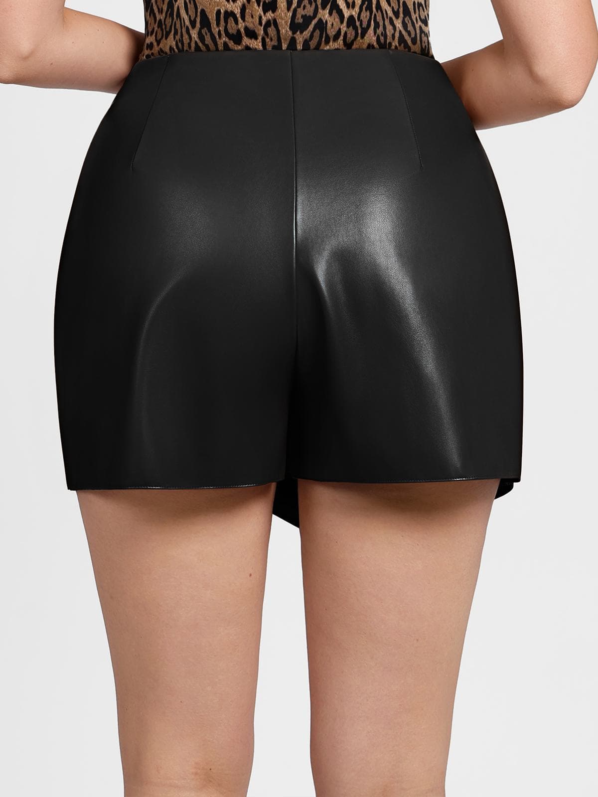 Shapewear Faux Leather High-Waisted Skort