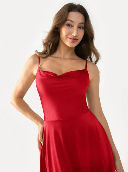 Shapewear Cowl Neck Strappy Fit & Flare Midi Dress