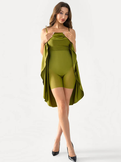 Shapewear Cowl Neck Strappy Fit & Flare Midi Dress