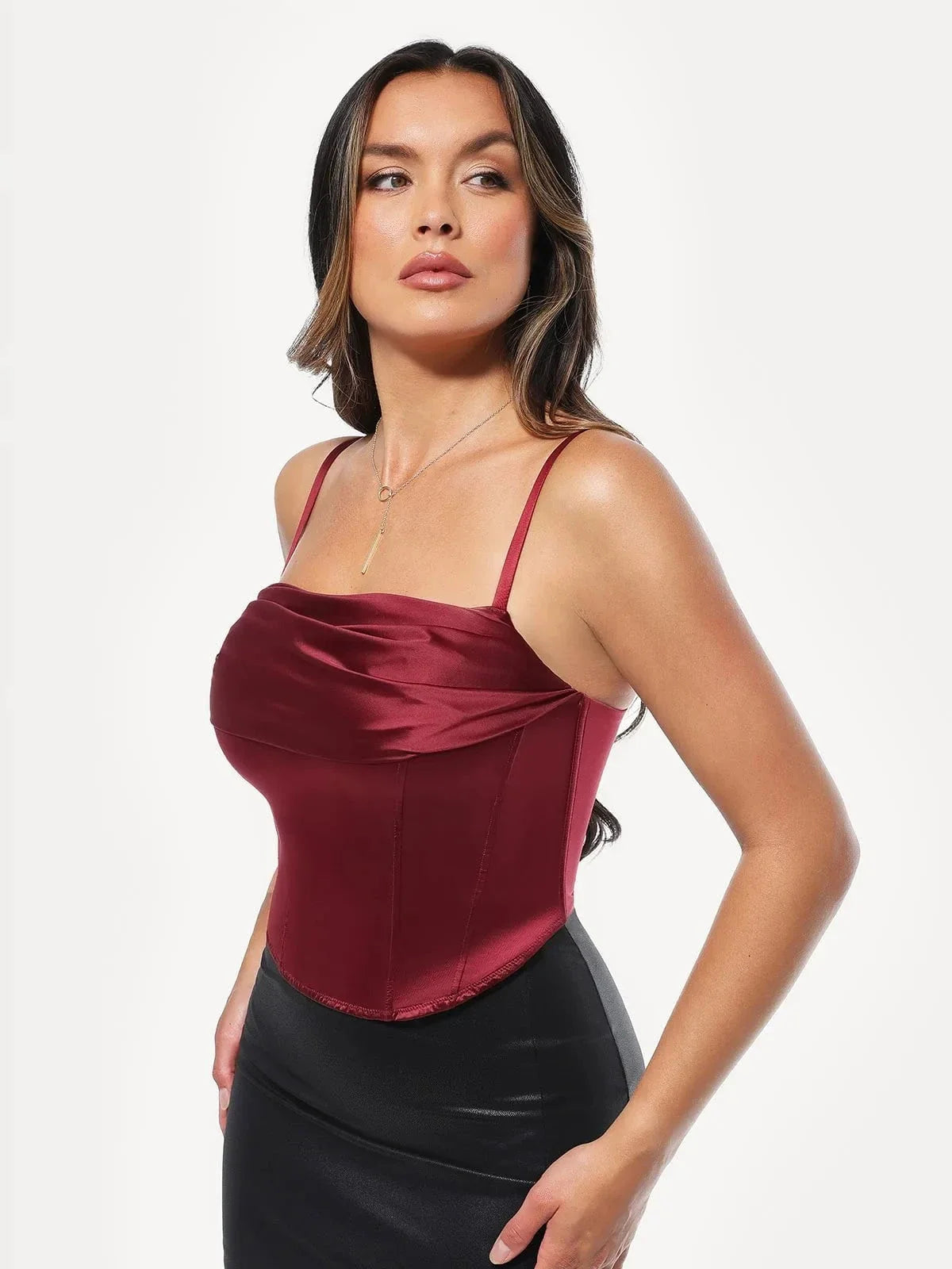 Draped Sculpting Floral-Print Camisole Top