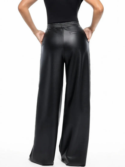 Faux Leather High Waisted Wide Leg Pants