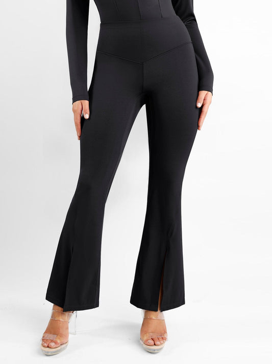 Shapewear Tummy Control High Rise Split Hem Flare Leg Pants
