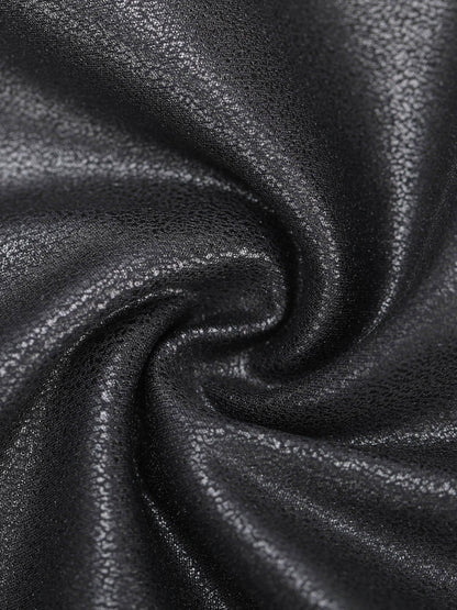 Shapewear Long Sleeve V-Neck Faux Leather Sculpting Bodysuit