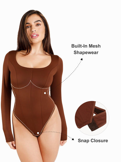 Shapewear Long Sleeve High Stretch Tummy Control Bodysuit