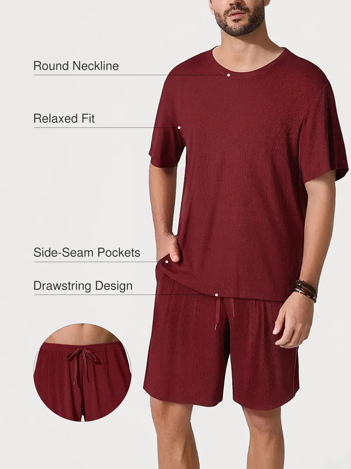 Men's Modal Crew Neck Short PJ Set