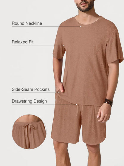 Men's Modal Crew Neck Short PJ Set
