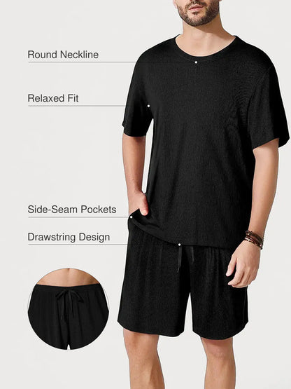 Men's Modal Crew Neck Short PJ Set