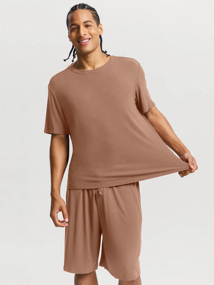 Men's Modal Crew Neck Short PJ Set