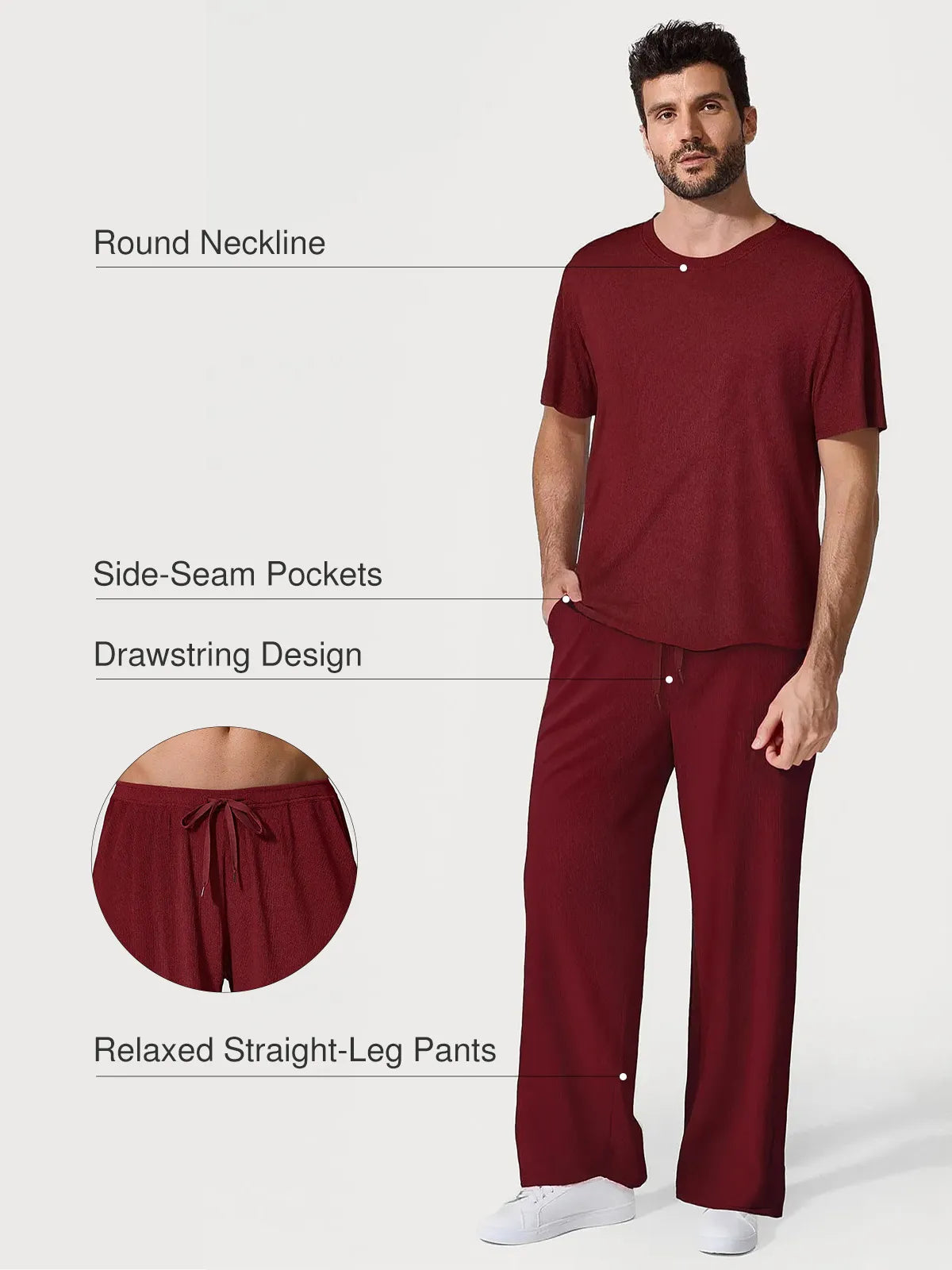 Men's Modal Crew Neck Short Sleeve & Pant PJ Set