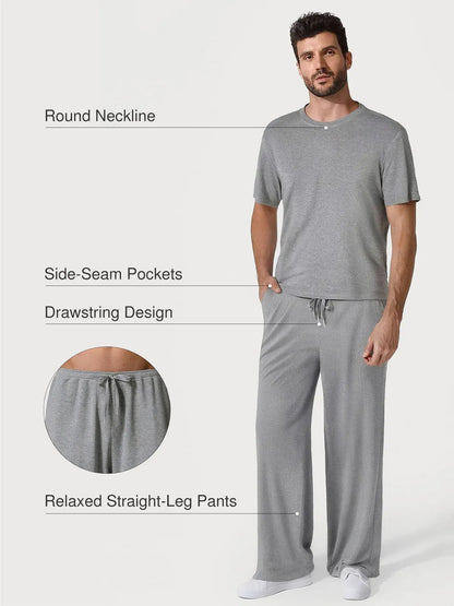 Men's Modal Crew Neck Short Sleeve & Pant PJ Set